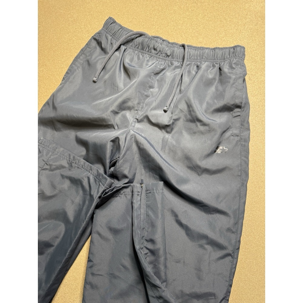 VTG Starter Track Pants Mens M Black‎ Lined Baggy Y2K 90s Athleisure Windbreaker